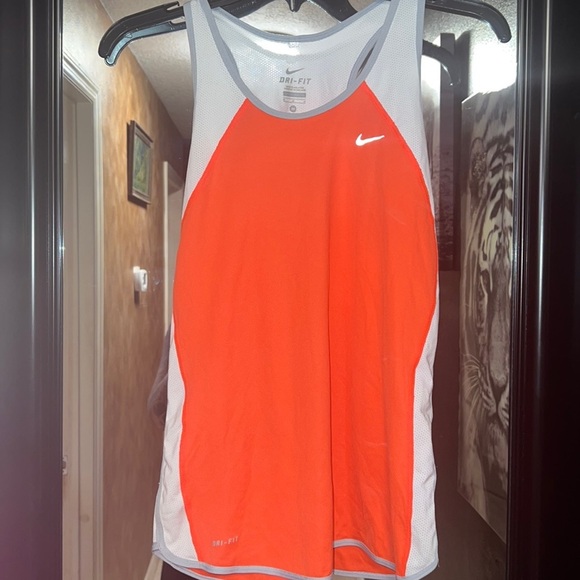 🔥3 for $25🔥 (EUC) BRIGHT ORANGE AND WHITE RACER TANK SZ M - Picture 2 of 5
